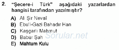 XVI-XIX. Yüzyıllar Türk Dili 2012 - 2013 Tek Ders Sınavı 2.Soru