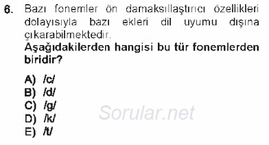 XVI-XIX. Yüzyıllar Türk Dili 2012 - 2013 Tek Ders Sınavı 6.Soru