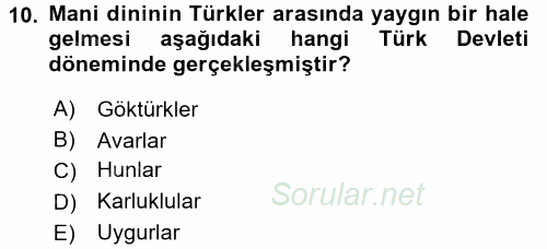 Türk İdare Tarihi 2015 - 2016 Tek Ders Sınavı 10.Soru