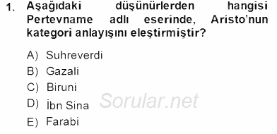 Türk Düşünce Tarihi 2014 - 2015 Dönem Sonu Sınavı 1.Soru