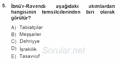 Türk Düşünce Tarihi 2014 - 2015 Dönem Sonu Sınavı 5.Soru