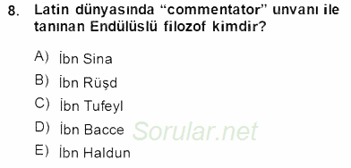 Türk Düşünce Tarihi 2014 - 2015 Dönem Sonu Sınavı 8.Soru