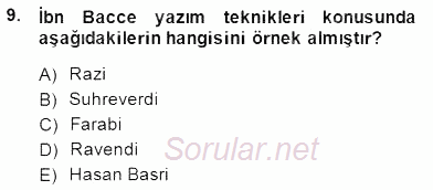 Türk Düşünce Tarihi 2014 - 2015 Dönem Sonu Sınavı 9.Soru