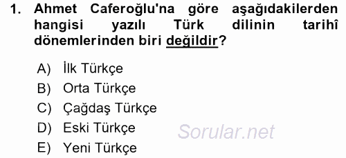 Çağdaş Türk Yazı Dilleri 1 2015 - 2016 Ara Sınavı 1.Soru