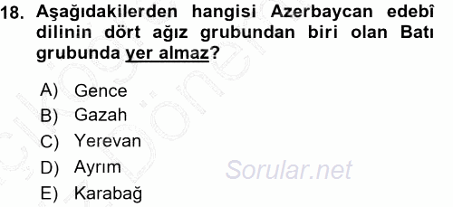 Çağdaş Türk Yazı Dilleri 1 2015 - 2016 Ara Sınavı 18.Soru