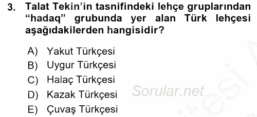 Çağdaş Türk Yazı Dilleri 1 2015 - 2016 Ara Sınavı 3.Soru