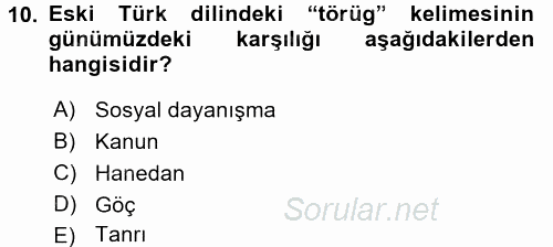 Türk İdare Tarihi 2016 - 2017 Ara Sınavı 10.Soru