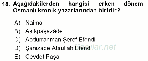 Türk İdare Tarihi 2016 - 2017 Ara Sınavı 18.Soru