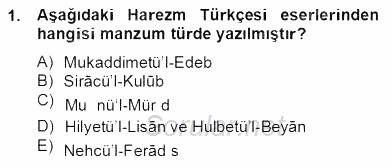 XIV-XV. Yüzyıllar Türk Dili 2012 - 2013 Dönem Sonu Sınavı 1.Soru
