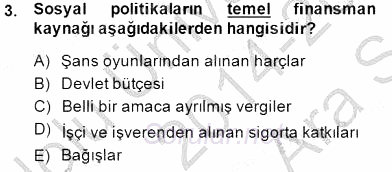 Sosyal Politika 1 2014 - 2015 Ara Sınavı 3.Soru