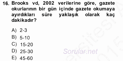 Haber Yazma Teknikleri 2014 - 2015 Ara Sınavı 16.Soru