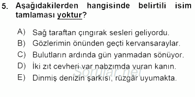 Türkçe Cümle Bilgisi 1 2015 - 2016 Ara Sınavı 5.Soru