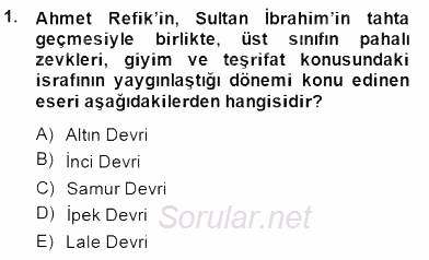 XVII. Yüzyıl Türk Edebiyatı 2014 - 2015 Ara Sınavı 1.Soru