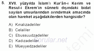 XVII. Yüzyıl Türk Edebiyatı 2014 - 2015 Ara Sınavı 5.Soru