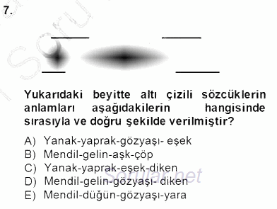 XVII. Yüzyıl Türk Edebiyatı 2014 - 2015 Ara Sınavı 7.Soru