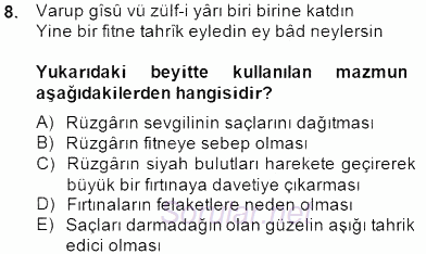XVII. Yüzyıl Türk Edebiyatı 2014 - 2015 Ara Sınavı 8.Soru