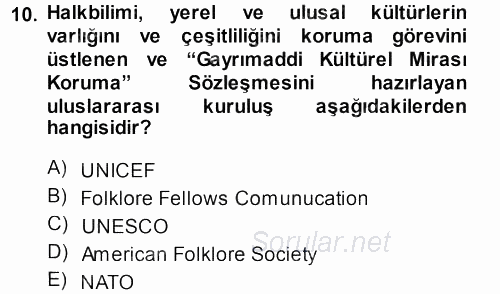 Halk Edebiyatına Giriş 1 2013 - 2014 Ara Sınavı 10.Soru