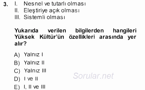 Halk Edebiyatına Giriş 1 2013 - 2014 Ara Sınavı 3.Soru
