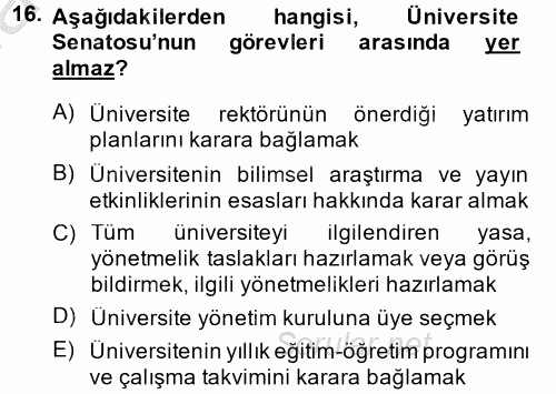 Türk Eğitim Tarihi 2014 - 2015 Dönem Sonu Sınavı 16.Soru
