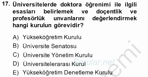 Türk Eğitim Tarihi 2014 - 2015 Dönem Sonu Sınavı 17.Soru