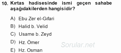 Kelam'A Giriş 2013 - 2014 Ara Sınavı 10.Soru