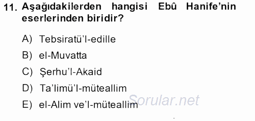 Kelam'A Giriş 2013 - 2014 Ara Sınavı 11.Soru