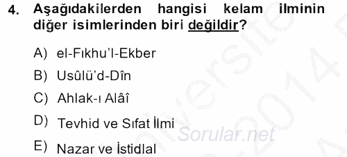 Kelam'A Giriş 2013 - 2014 Ara Sınavı 4.Soru