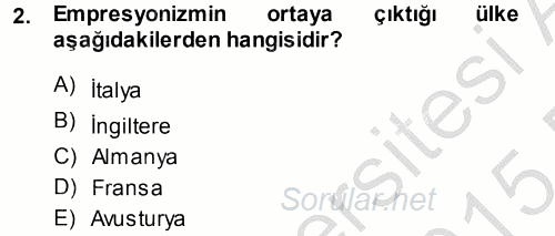 Batı Edebiyatında Akımlar 2 2014 - 2015 Ara Sınavı 2.Soru