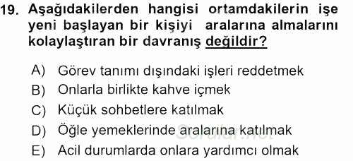 Yönetici Asistanlığı 2015 - 2016 Ara Sınavı 19.Soru