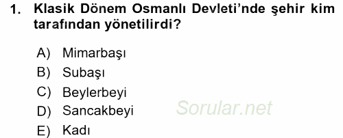 Osmanlı İktisat Tarihi 2015 - 2016 Ara Sınavı 1.Soru