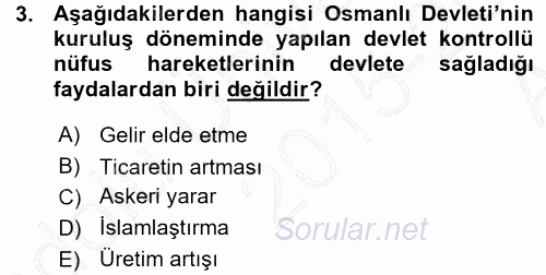 Osmanlı İktisat Tarihi 2015 - 2016 Ara Sınavı 3.Soru