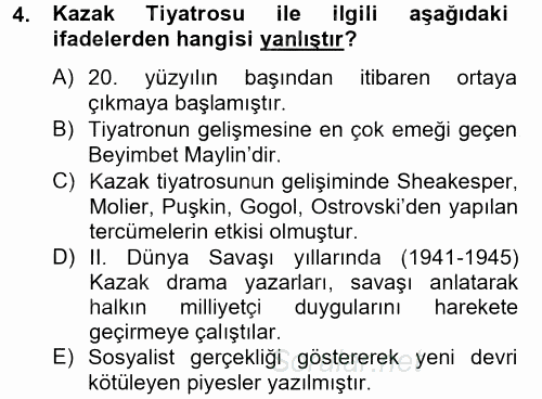 Çağdaş Türk Edebiyatları 2 2013 - 2014 Tek Ders Sınavı 4.Soru