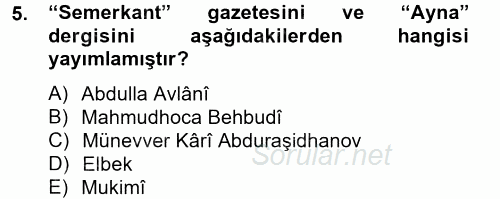 Çağdaş Türk Edebiyatları 2 2013 - 2014 Tek Ders Sınavı 5.Soru