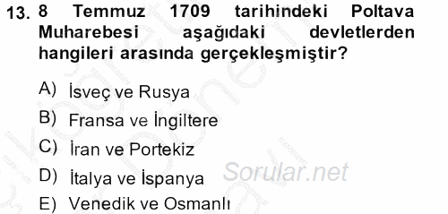 Osmanlı Tarihi (1566-1789) 2013 - 2014 Dönem Sonu Sınavı 13.Soru