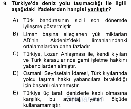 Türkiye Ekonomisi 2015 - 2016 Dönem Sonu Sınavı 9.Soru