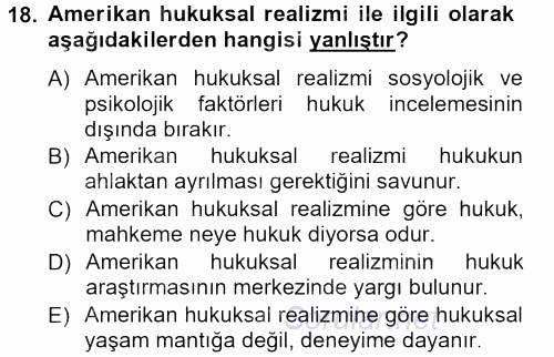 Hukuk Sosyolojisi 2012 - 2013 Dönem Sonu Sınavı 18.Soru