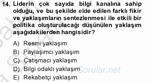 Diş Politika Analizi 2013 - 2014 Ara Sınavı 14.Soru