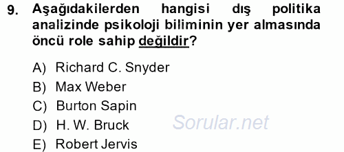 Diş Politika Analizi 2013 - 2014 Ara Sınavı 9.Soru