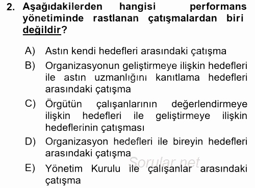 Performans ve Kariyer Yönetimi 2016 - 2017 Ara Sınavı 2.Soru