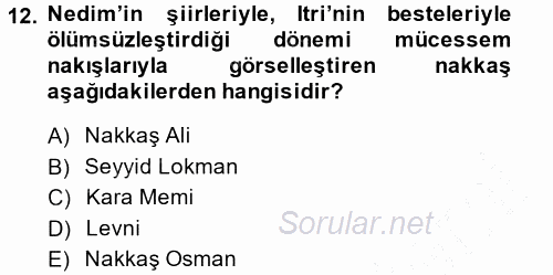 XVIII. Yüzyıl Türk Edebiyatı 2014 - 2015 Ara Sınavı 12.Soru