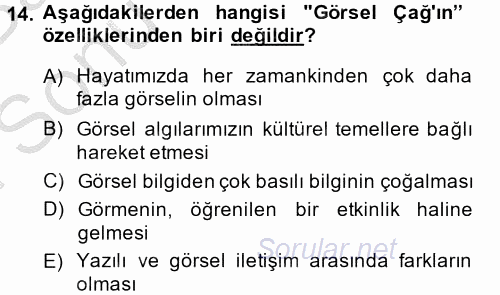 Görsel Kültür 2014 - 2015 Dönem Sonu Sınavı 14.Soru