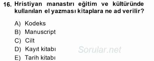 Görsel Kültür 2014 - 2015 Dönem Sonu Sınavı 16.Soru