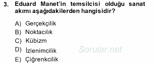 Görsel Kültür 2014 - 2015 Dönem Sonu Sınavı 3.Soru