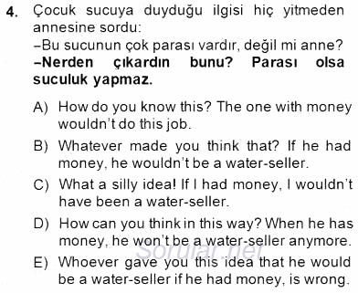 Çeviri (Türk/İng) 2014 - 2015 Dönem Sonu Sınavı 4.Soru