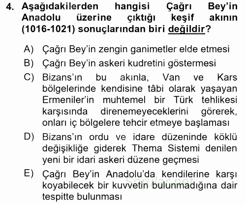 Türkiye Selçuklu Tarihi 2016 - 2017 Ara Sınavı 4.Soru