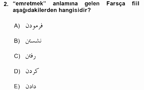 Osmanlı Türkçesi Grameri 2 2017 - 2018 Ara Sınavı 2.Soru