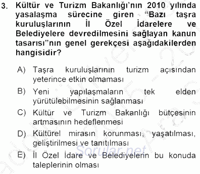 Kültürel Miras Yönetimi 2015 - 2016 Ara Sınavı 3.Soru