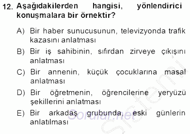 Sözlü ve Sözsüz İletişim 2014 - 2015 Ara Sınavı 12.Soru