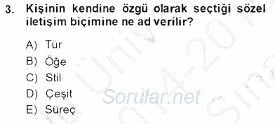 Sözlü ve Sözsüz İletişim 2014 - 2015 Ara Sınavı 3.Soru