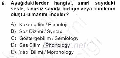 Sözlü ve Sözsüz İletişim 2014 - 2015 Ara Sınavı 6.Soru